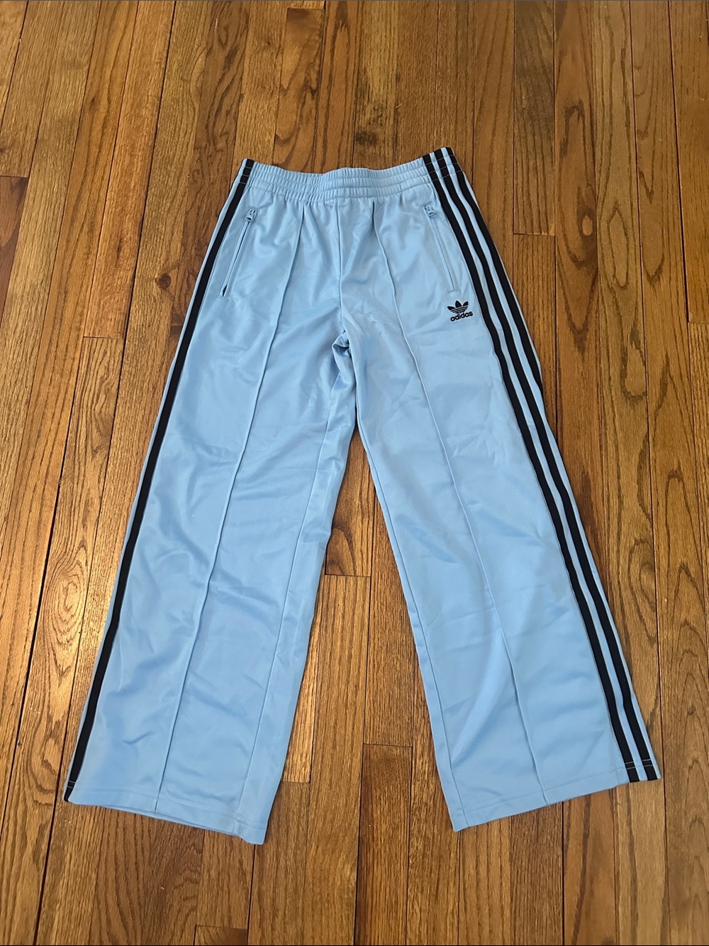 adidas Light Blue Kids Sweatpants with Black Side Stripes